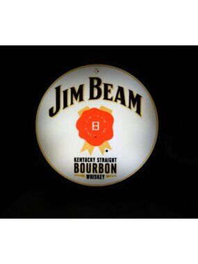 Jim Beam Kentucky Straight Bourbon LED Light Box – Round USB Powered Bar Sign